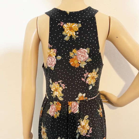 Free People Black Polka Dot Floral Maxi Dress Sz S Boho Festival Summer - Picture 9 of 10